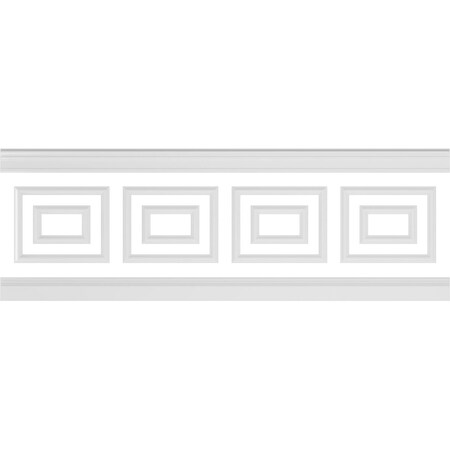 Ekena Millwork 94 1/2"L (Adjustable 32"H to 36"H) Ashford Square Double Panel Traditional Wainscot Paneling Kit WPKUDP012P032
